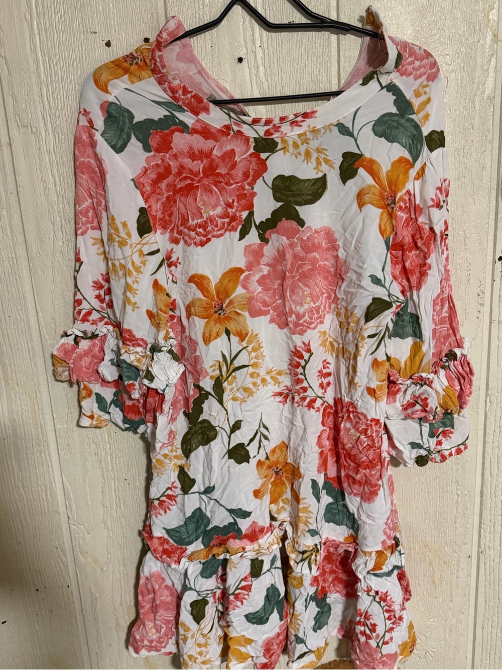 Petal & Pup White Floral Mini Dress with Pink and Yellow Blooms